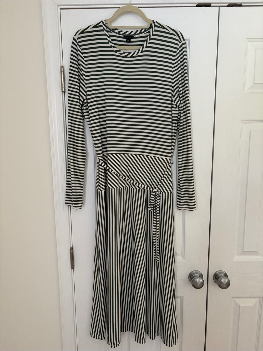 Ann Taylor Striped Long-Sleeve Midi Dress